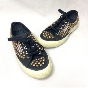 SUPERGA Black gold Studded Sneakers